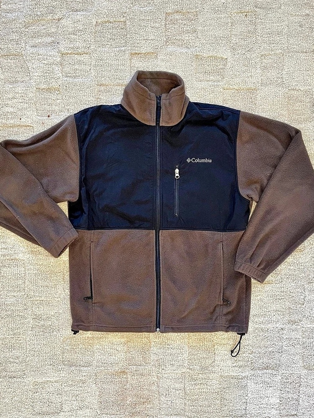Columbia Men's Fleece Jacket Brown & Black Size Medium